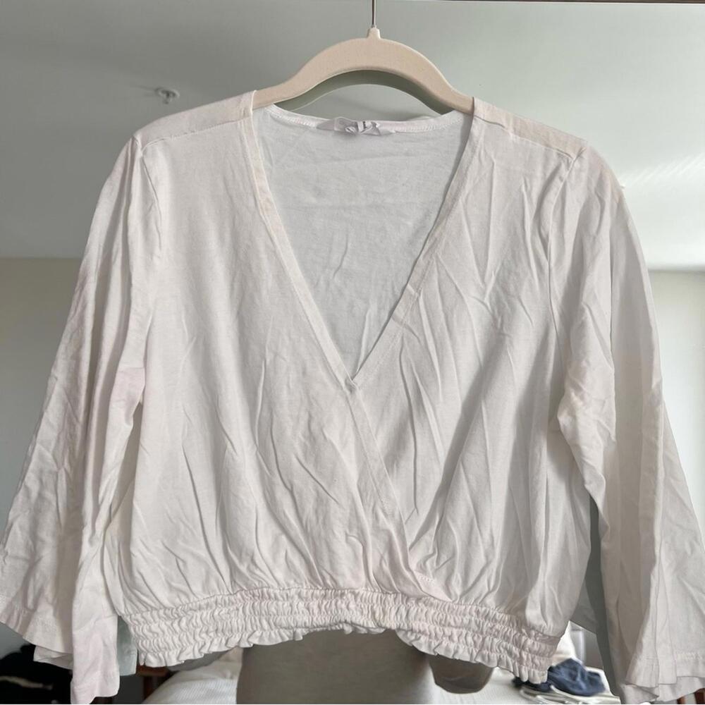 BCBG White V-Neck Blouse